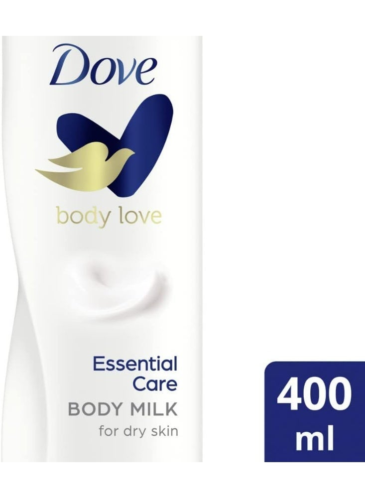Dove Body Love Essential Care Body Milk 400ml-for Dry Skin with Ceramide Restoring Serum 48H Hydration - Image 2